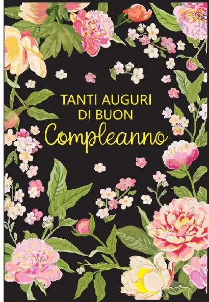 Biglietto Tanti Auguri Fiori Nero