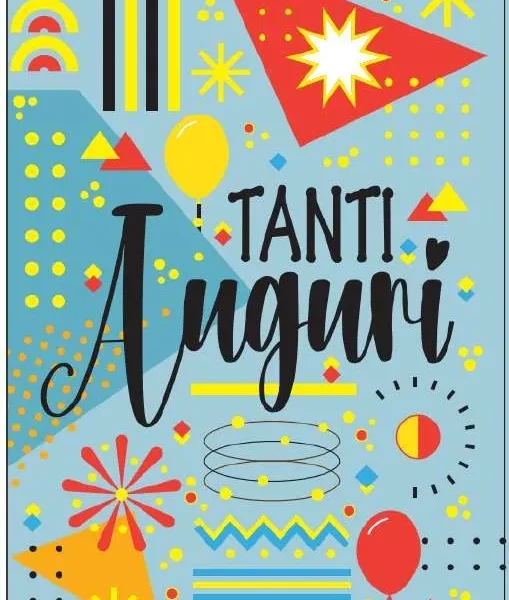 Biglietto Tanti Auguri Geometrico Azzurro