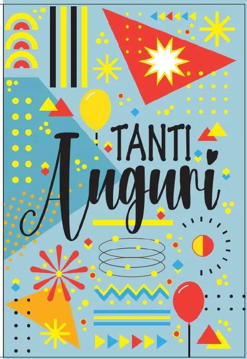 Biglietto Tanti Auguri Geometrico Azzurro