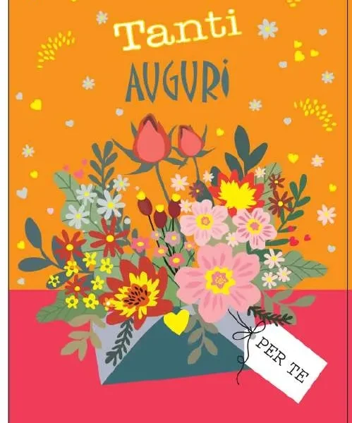 Biglietto Tanti Auguri Fiori Arancione