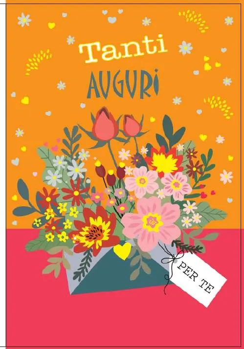 Biglietto Tanti Auguri Fiori Arancione