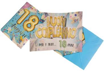 Biglietto Compleanno 18 Anni Azzurro