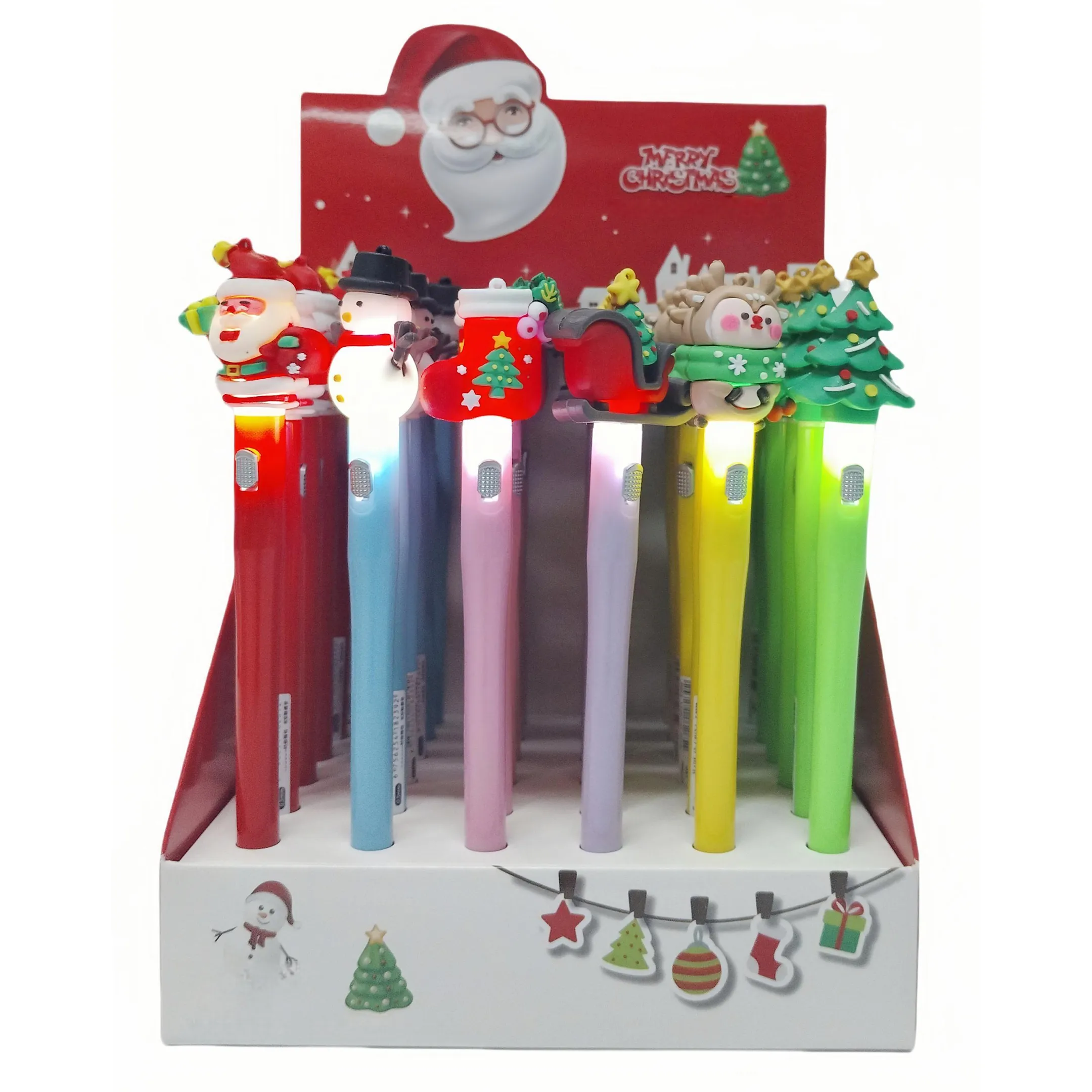 PENNE-NATALIZIE-GADGET Penne natalizie con luci LED - Espositore 36 pz - immagine 1
