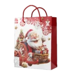 Shopper foil Oro con Babbo Natale e slitta