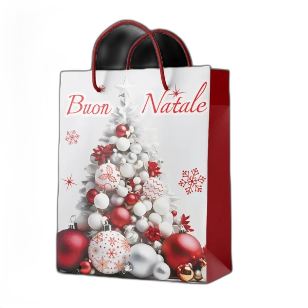 Shopper foil Oro Buon Natale con albero palline