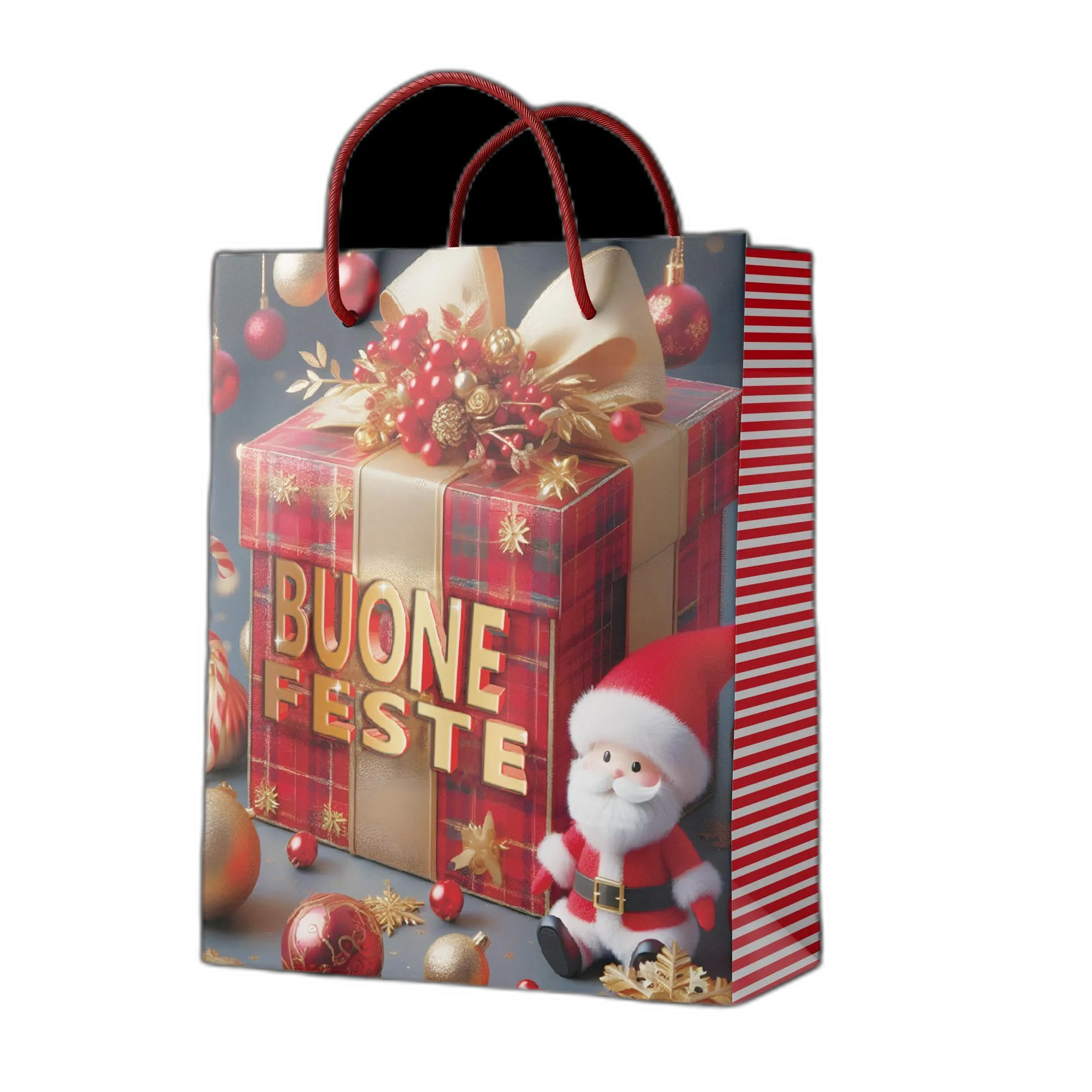 Shopper foil babbo natale cartoon Shopper foil babbo natale cartoon