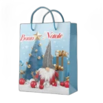 Shopper foil Oro Buon Natale con gnomo e alberi