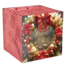 Shopper foil Oro Base larga Buon Natale con stella e fiori