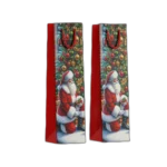 Shopper bottiglia foil Oro con Babbo Natale e albero