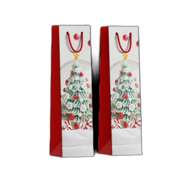 Shopper bottiglia foil Oro con albero dolci natalizi