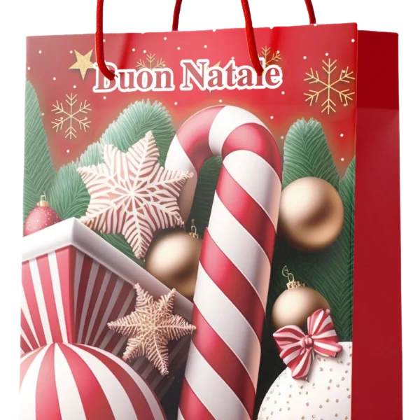 Shopper senza foil con caramelle natalizie