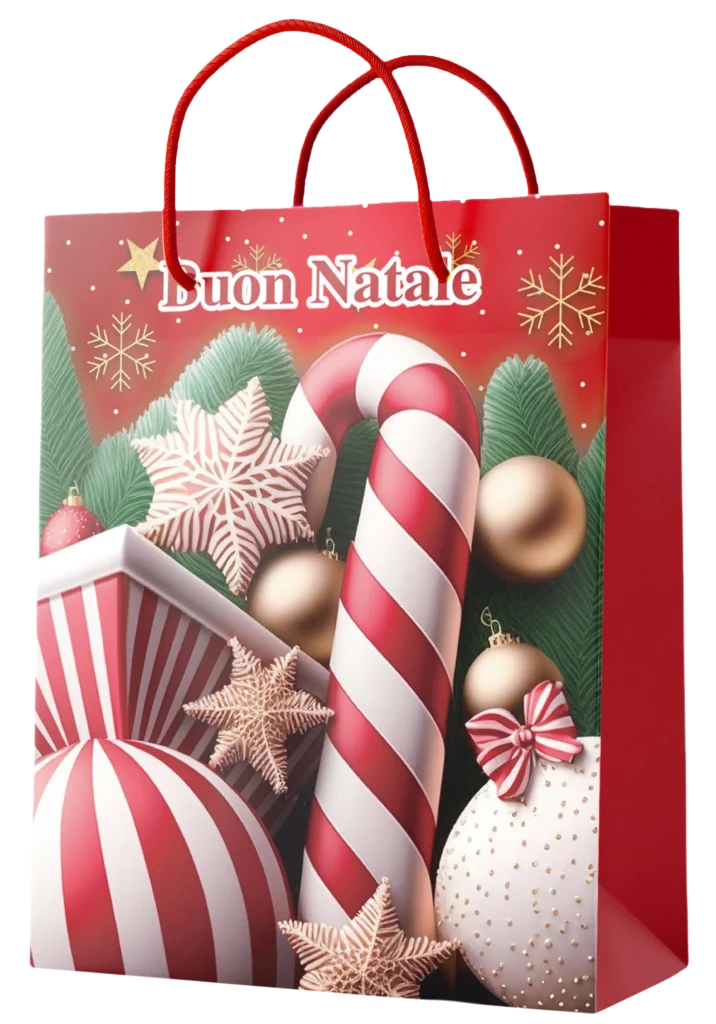Shopper senza foil con caramelle natalizie