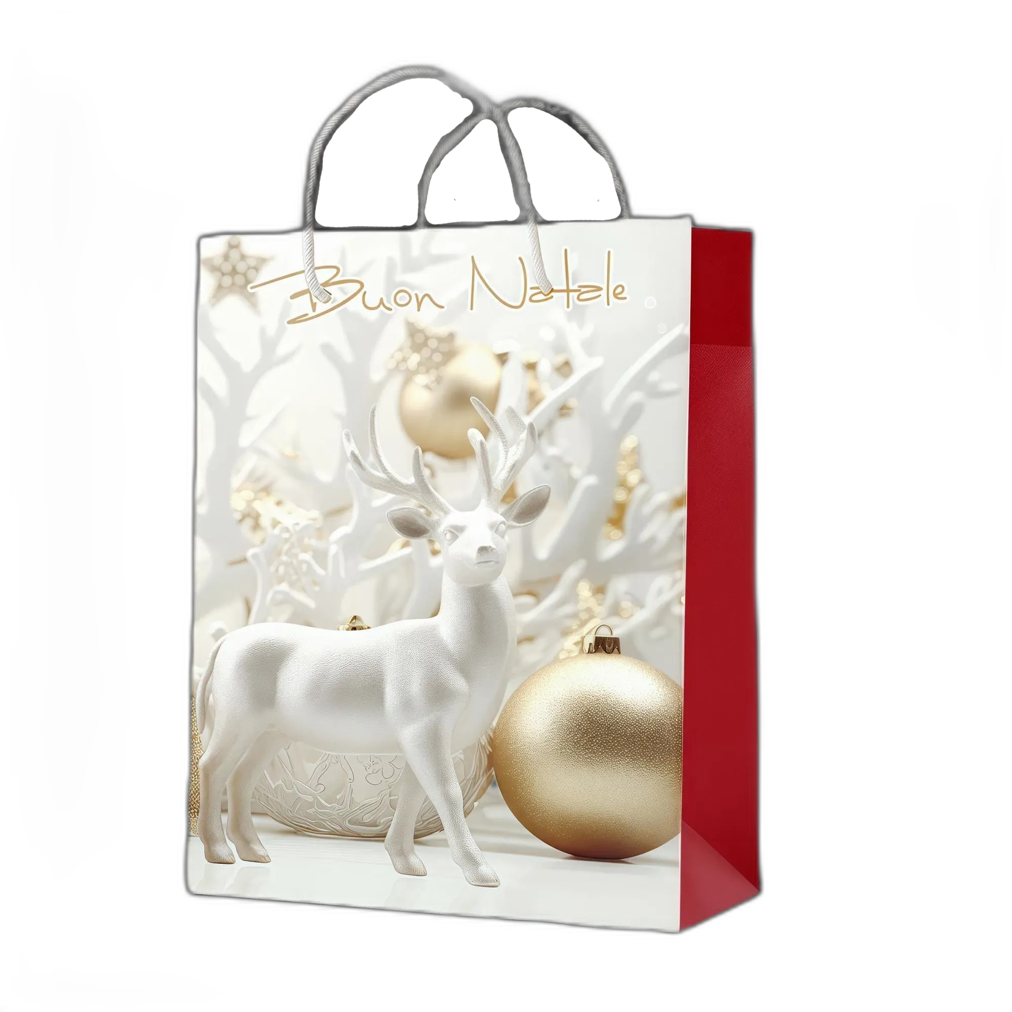 Shopper foil natale con renna bianca Shopper foil natale con renna bianca