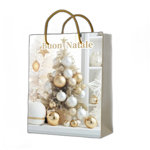 Shopper senza foil Buon Natale con albero bianco elegante