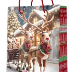 Shopper senza foil Buon Natale con renne traino slitta