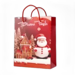 Shopper senza foil Buone Feste con Babbo Natale e casetta